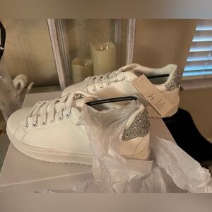 Women's White Peggy Sneakers with Silver Accents